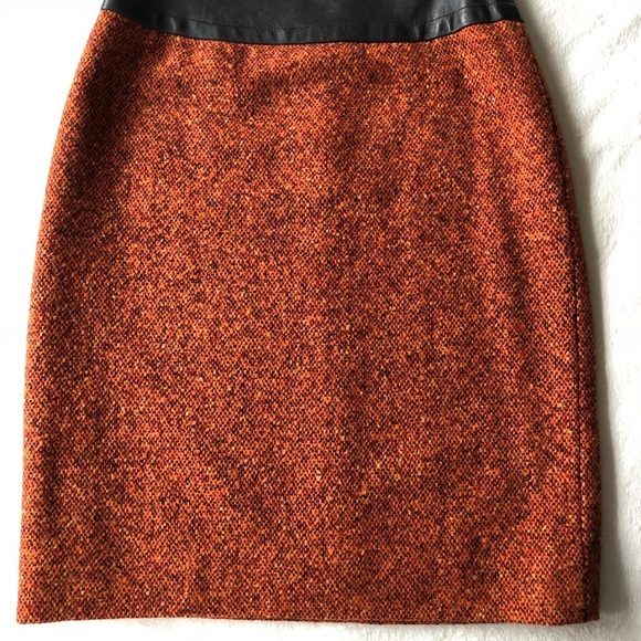 ETCETERA Skirt Wool Blend in Orange Brown Lined Pencil Skirt Above Knee Sz 2 - Picture 3 of 12